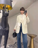 羅蒙（ROMON）高級(jí)感白色小個(gè)子西裝外套女2025早春秋裝新款韓版寬松休閑西服 米白色 L -105-115斤 曬單實(shí)拍圖
