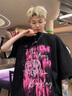 迪伽達(dá)短袖t恤男夏季款打底衫歐美高街美式hiphop潮牌涂鴉潮流五分半袖 HLFS-A5095白色 XL 曬單實(shí)拍圖