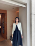 佰藍嬌小香風(fēng)連衣裙女裝2025春秋季新款高級感時(shí)尚氣質(zhì)吊帶裙子兩件套裝 米白 M （建議86-102斤） 曬單實(shí)拍圖
