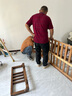 原始原素實(shí)木沙發(fā)布藝沙發(fā)小戶型客廳儲物沙發(fā)L7069四人位黑胡桃色復(fù)古灰 曬單實(shí)拍圖
