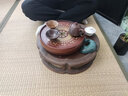 古歌元作干濕泡黃銅茶盤茶托儲水式家用圓形小型茶托簡易茶臺茶承茶具茶洗 【銅鼓】褐色-大號260*71mm 曬單實拍圖