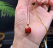 柯羅奧蒂 KORATTE 保山南紅瑪瑙無事牌吊墜女磨砂鑲嵌滿色柿子紅滿肉項(xiàng)鏈 40cm 曬單實(shí)拍圖