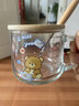 名喬尚品兒童牛奶杯帶刻度吸管水杯寶寶沖泡奶粉杯早餐喝奶杯微波爐可加熱 350ml電腦熊熊+竹蓋+木柄勺 曬單實(shí)拍圖