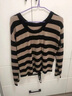 AEMAPE長(cháng)袖套頭針織衫女2025年秋季新款寬松顯瘦毛衣撞色條紋上衣 黑杏條 均碼 建議80-130斤 曬單實(shí)拍圖