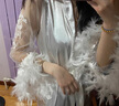 羅蒙（ROMON）品牌晨袍女新娘純欲名媛法式羽毛冰絲性感超仙大碼超長拖尾睡袍家 8888 羽毛仙女睡袍 S 曬單實(shí)拍圖