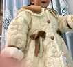 G.duck兒童裝羽絨棉服女童外套輕薄款碎花韓版寶寶三四歲女孩秋冬上衣 卡其色娃娃領(lǐng)花朵棉衣 100(身高90-100cm年齡3-4歲) 曬單實(shí)拍圖