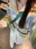FSHE彩虹條紋復(fù)古雙開拉鏈針織開衫秋天外套毛衣女寬松外穿新款慵懶風(fēng) 圖片色 M 建議85-100斤 曬單實(shí)拍圖