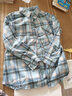 恒源祥純棉格子襯衫女裝新款春夏大尺碼休閑中長(cháng)款襯衣服長(cháng)袖上衣外套女 藍色格紋 M 建議75-105斤 曬單實(shí)拍圖