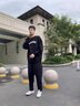 肆緘褲子男寬松直筒韓版潮流大碼工裝褲胖子九分褲加絨加厚款休閑褲男 黑色 5XL 曬單實拍圖