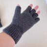 奈綻半指手套男士冬季韓版學(xué)生寫(xiě)字保暖針織翻蓋毛線(xiàn)加絨加厚半截手套 深灰色 曬單實(shí)拍圖