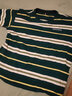 紡布者潮牌大碼男裝條紋繡花短袖純棉t恤男胖子加肥加大寬松百搭半袖 綠白條 4XL （200-225斤） 曬單實(shí)拍圖