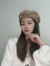 槿城純色羊毛貝雷帽女日系咖啡色秋冬蓓蕾帽百搭文藝復古畫(huà)家帽潮LE23 卡其色 均碼（55-59cm） 曬單實(shí)拍圖