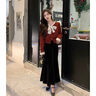 矜持范針織衫女紅色毛衣外套女款2025新款慵懶寬松百搭長(cháng)袖 紅色 S 8095斤 曬單實(shí)拍圖