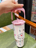 納登大容量保溫杯女生卡通高顏值帶吸管手提冰霸杯學(xué)生可愛(ài)便攜隨行杯 小兔子 900ml 曬單實(shí)拍圖