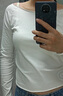 BM上衣長(cháng)袖t恤女2026新款秋冬純色修身打底一字領(lǐng)純色內搭長(cháng)袖T恤 白色 均碼 曬單實(shí)拍圖