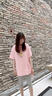 柘雨 孕婦裝夏裝新款時(shí)尚孕婦套裝潮孕媽夏天懷孕上衣寬松韓版短袖T恤孕婦裝夏季純棉 粉色上衣 M(90-120斤) 曬單實(shí)拍圖