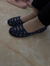 稻草人（MEXICAN）2024新款時(shí)裝涼鞋女夏平底鞋包頭洞洞鞋塑膠軟底果凍鞋韓版沙灘鞋 藍色 38 （37碼腳拍） 曬單實(shí)拍圖