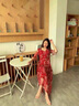 Z.R.Zoro奢侈品雪紡連衣裙女2025夏季新款收腰顯瘦氣質裙洋氣減齡碎花裙女 黑色 M 曬單實拍圖