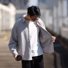 柏銘臣襯衫男士春秋季新款韓版高級感帥氣寬松提花長(cháng)袖美式休閑襯衣男 灰色 L【建議120-135斤】 曬單實(shí)拍圖