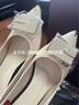 女士法式高跟鞋2025新款氣質(zhì)軟皮不磨腳細跟尖頭上班鞋方扣小跟單 米白色 39 曬單實(shí)拍圖