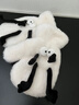 察今可愛(ài)搞怪毛絨手套女冬季韓版加絨加厚保暖全指掛脖騎行防寒學(xué)生潮 煤球手套【白色】 曬單實(shí)拍圖