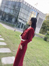 她芙（tafu）品牌女裝小香風(fēng)連衣裙女2025春秋新款名媛氣質(zhì)毛呢外套半身裙套裝 紅色 M 曬單實(shí)拍圖