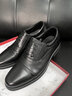 富貴鳥(niǎo)（FUGUINIAO）皮鞋男真皮正裝冬加絨皮鞋增高商務(wù)男鞋三接頭西裝鞋德比男士皮鞋 FG0016黑色系帶(平跟單鞋款) 41 曬單實(shí)拍圖