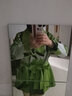 迪菲麗格洋氣綠色提花毛呢外套女春裝2022新款收腰中長款呢子大衣 圖片色 M 曬單實拍圖