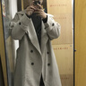 楠笙記風衣男中長款春秋季學生過膝外套男士韓版設計感寬松帥氣潮流大衣 灰色 L 曬單實拍圖
