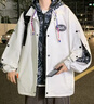NASA BASE夾克男春秋款連帽寬松工裝潮牌休閑男春季情侶外套棒球服男裝潮流 K22508白色 XL (建議體重110-130斤) 曬單實拍圖