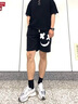 雅鹿休閑短褲男夏季薄款褲子男士潮牌寬松直筒男褲五分褲中褲沙灘褲 507黑色 2XL 曬單實拍圖