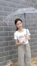 8骨抗風(fēng)透明雨傘長(cháng)柄直桿自動(dòng)晴雨傘純色兒童透明雨傘 加大110cm傘面白色彎柄 8骨 曬單實(shí)拍圖