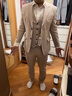 羅蒙（ROMON）新郎西服套裝男士三件套修身韓版結婚禮服商務(wù)休閑帥氣西裝男套裝 杏色【西服+西褲】 XL (高170-175\重130-150斤) 曬單實(shí)拍圖