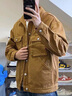 gxmy美式復古工裝牛仔夾克外套男士休閑套裝春秋季痞帥搭配衣服男裝潮 3020黃色+棉白T+牛仔褲 XL 推薦120-140斤 曬單實拍圖
