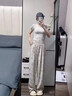 蕉下漁冰絲水墨闊腿褲女夏季高腰顯瘦垂感雪紡扎染國(guó)風(fēng)慵懶休閑防蚊防曬 晚杏加長(zhǎng)款 XL 125-140斤 曬單實(shí)拍圖