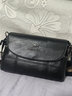 花跡（HUAJI）真皮中年女包牛皮包包女新款韓版軟皮包包女士時(shí)尚簡(jiǎn)約單肩包斜挎 黑色 曬單實(shí)拍圖