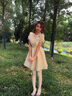 舒芳蝶（shufangdie）法式泡泡袖連衣裙女裝夏2025新款小個(gè)子在逃公主風(fēng)裙子收腰蓬蓬裙 奶黃色 S 曬單實(shí)拍圖