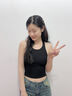槿城辣妹吊帶背心女帶胸墊美背性感露背修身內(nèi)搭打底外穿短款上衣2061 黑色 均碼【建議·75-130斤】 曬單實(shí)拍圖