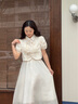 對白【花間令】新中式套裝裙女2025夏裝新款盤扣上衣吊帶裙兩件套 杏紗肌理繡花  M 曬單實拍圖