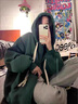 矜持范橄欖綠外套女潮ins港風(fēng)運動(dòng)衛衣開(kāi)衫2025棒球服秋冬季加絨 綠色【加絨加厚】新貨 L 100-130斤 曬單實(shí)拍圖