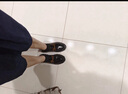 百思圖春季商場新款英倫牛皮樂福鞋小皮鞋粗跟女單鞋VZC01AA4 黑色 37 曬單實(shí)拍圖