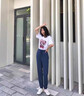 森灰大碼冰絲運(yùn)動(dòng)褲女夏季薄款胖MM褲子高腰彈力顯瘦束腳速干褲防蚊褲 藍(lán)色（長褲） M 推薦95至110斤 曬單實(shí)拍圖