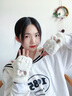 CHALL KITTY毛線(xiàn)手套女秋季加絨加厚可愛(ài)翻蓋露指手套2025新款送女生女友老婆 奶白-品牌禮盒裝高檔高級感 曬單實(shí)拍圖