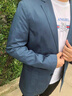 羅蒙（ROMON）高端休閑西服男士春夏季商務(wù)中年薄外套上衣修身西裝外套 孔雀藍(lán) XL 180/96A 曬單實(shí)拍圖