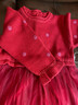 Auro Mesa春秋新年女童連衣裙長(cháng)袖女寶寶抓周百天公主裙酒紅禮服紗裙毛衣裙 酒紅 110 曬單實(shí)拍圖
