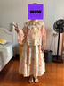 羅蒙女童漢服新中式古裝秋款國風(fēng)馬面裙演出服 漢服蜜桃粉三件套 130 曬單實拍圖