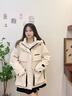 鴨鴨（YAYA）佟麗婭同款城市輕戶外沖鋒羽絨服女短款冬新款收腰撞色派克服外套 酒紅色 M 160/84A 曬單實拍圖