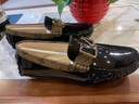 LNFL輕奢男鞋豆豆鞋牛皮V扣時尚駕車鞋2025新款百搭軟皮商務(wù)休閑皮鞋 黑色亮面 40 標(biāo)準(zhǔn)皮鞋碼 曬單實拍圖