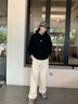 卡圖弛美式直筒工裝褲男秋冬季純棉刺繡闊腿休閑褲高街百搭潮流簡約褲子 卡其色 XL 【建議120-140斤】 曬單實(shí)拍圖