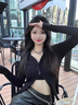 FSHE小眾設(shè)計(jì)感拉鏈上衣長袖開衫秋季2025新款外套女裝顯瘦針織衫毛衣 黑色 M[建議90-100斤] 曬單實(shí)拍圖